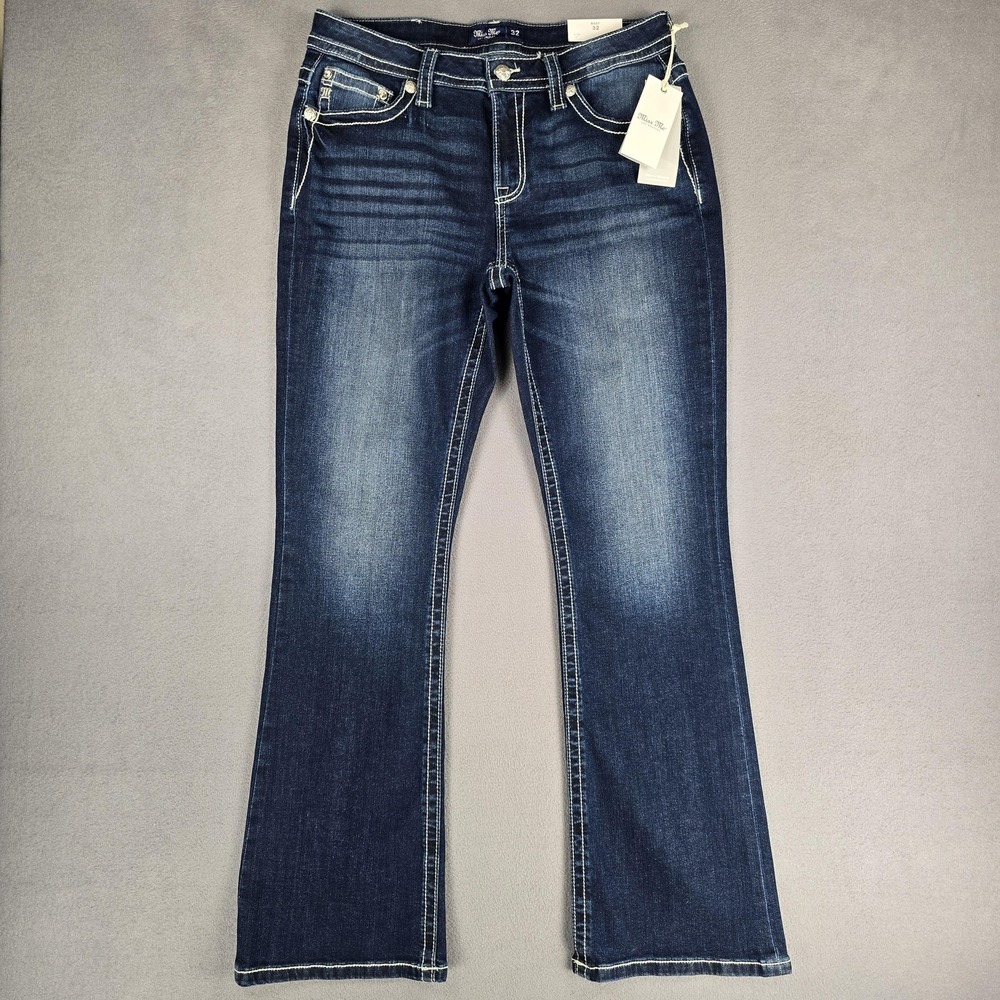 Miss Me Jeans Womens 32x32 Dark Wash Mid Rise Bootcut Embroidered Western NWT - Picture 2 of 15